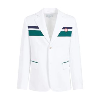 Casablanca White Tailoring Jacket with Green Trims