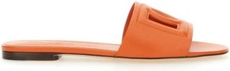 Dolce & Gabbana Calfskin Slippers met DG Logo - Dames - Sandalen - Oranje - 37 EU - Leer - Schoenen