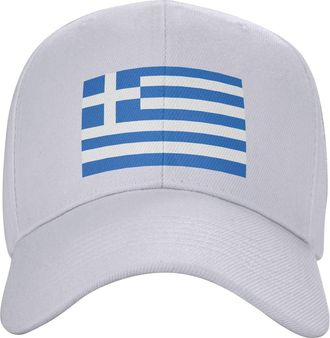 Generic Greece Hat Caps for Men Women Flag of Greece Baseball Cap Adjustable Trucker Dad Hats White