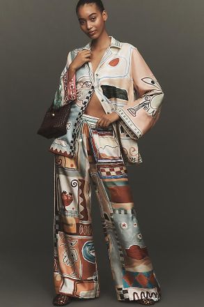 Alemais Michelle Silk Wide-Leg Pants