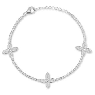Glaze Jewelry Sterling Silver Triple Clover Tennis Bracelet