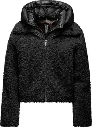 Bomboogie Korte Bimaterial Jas met Afneembare Capuchon - Dames - Gewatteerde jassen - Zwart - L - Nylon - Jassen