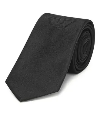 Philipp Plein Embroidered Logo Wide Tie Men in Black at Nordstrom