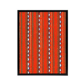 Artery8 Red Geometric Textile Pattern Framed Canvas Wall Art Print Furuya Korin | Size: W24 x H32