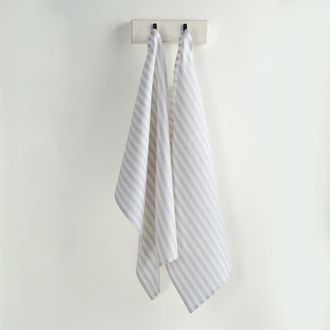 Solino Home Linen Kitchen Towels Set of 2, 17 x 26 - Amalfi Stripe in Natural And White at Nordstrom
