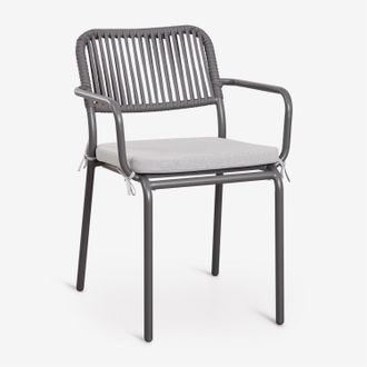 Sklum Pack De 2 Sillas De Comedor Apilables Con Reposabrazos En Cuerda Trenzada Arhiza Sklum