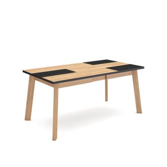 Skraut Home Skraut Home - Mesa Comedor, Mesa Fija Cocina Y Sal&oacute;n, 170, Para 8 Comensales, Patas De Madera, Estilo Moderno, Roble Y Negro