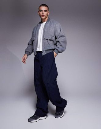 The Couture Club Bomber in misto lana grigio