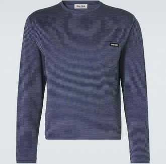 Miu Miu Striped cotton jersey jacquard T-shirt