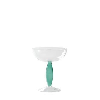 Zafferano Dorici Set Di 4 Coppe In Vetro Borosilicato Soffiato A Mano Colore Trasparente E Verde Lago, Design Contemporaneo Ed Elegante Per Mise En Place
