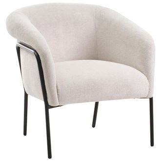 Beliani Beliani - Sill&oacute;n Auxiliar Tapizado Con Estructura Met&aacute;lica Asiento Moderno Beige Claro Krossen