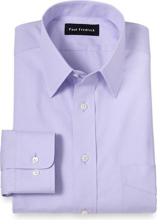 Paul Fredrick Tailored Fit Non-iron Cotton Pinpoint Solid Point Collar Dress Shirt