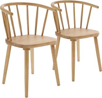 Oviala Conjunto de 2 sillas de madera de olmo beige