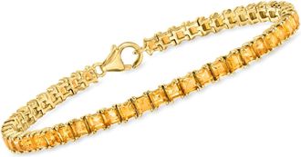 Ross-Simons Square Citrine Tennis Bracelet in 18kt Gold Over Sterling
