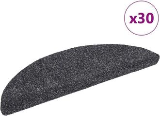 vidaXL Vidaxl - Felpudos Autoadhesivos Para Escaleras, 30 Unidades, 56 X 17 X 3 Cm, Gris Oscuro, Semicirculares