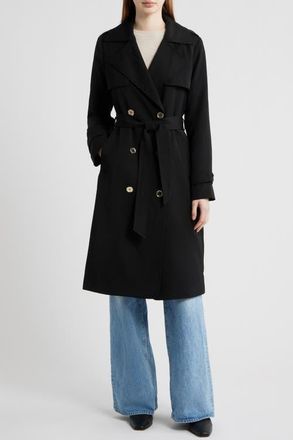 Michael Kors Drapey Tie Waist Trench Coat in Black at Nordstrom, Size X-Large