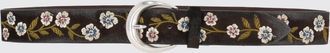 Orciani Suede Belt with Floral Embroidery and Pin Buckle