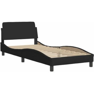 vidaXL Estructura De Cama Con Cabecero Sin Colch&oacute;n Tela Negro 90x190cm Vidaxl