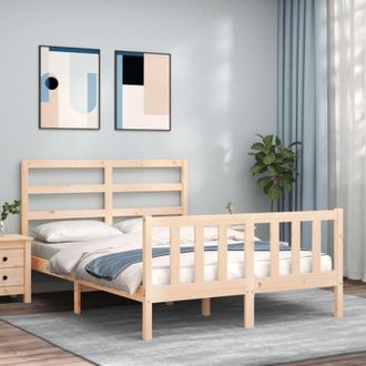 vidaXL Estructura De Cama De Matrimonio Con Cabecero Madera Maciza Vidaxl