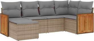 vidaXL Vidaxl - Set Divano Da Giardino 6 Pz Con Cuscini Beige In Polyrattan