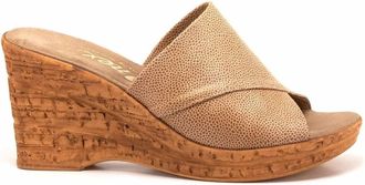Onex Womens Christina Wedge Slide In Beige Elastic
