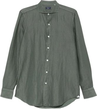 Finamore Milano Shirt - Heren - Casual Overhemden - Groen - S - Katoen - Overhemden