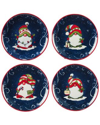 Certified International Holiday Magic Gnomes Set Of 4 Dessert Plates