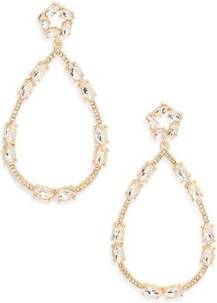 Nordstrom Rack Crystal Open Teardrop Earrings in Clear- Gold at Nordstrom Rack
