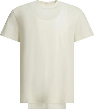 Maison Margiela Gelaagde T-shirt met ronde hals - Dames - T-shirts - Wit - M - Katoen - Tops