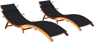 vidaXL Vidaxl - Tumbonas 2 Unidades Con Cojines Madera Maciza De Acacia