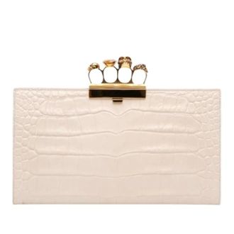 Alexander McQueen Pre-owned Knuckle Clutch Bag - Dames - Pre-owned - Wit - Maat: ONE Size Leer