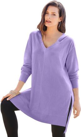 Roaman's French Terry Tunic Hoodie in Vintage Lavender at Nordstrom, Size 12