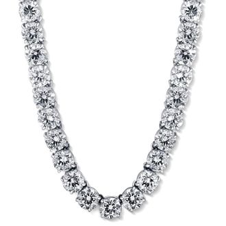Pompeii3 Huge 69 Ct Diamond Tennis Necklace 14K White Gold 18 Lab Grown