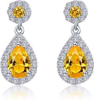 Lafonn Simulated Diamond & Simulated Semiprecious Stone Pear Drop Earrings in Citrine/White at Nordstrom Rack