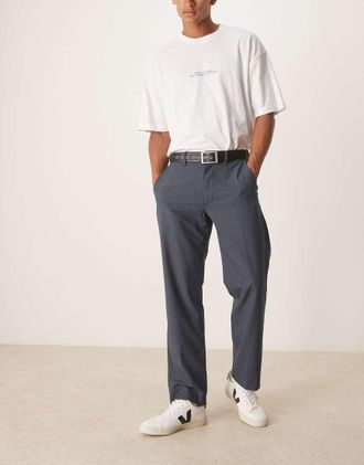 Abercrombie & Fitch Pantaloni sartoriali dritti vestibilità comoda blu navy a quadri