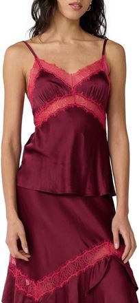 Diane Von F&uuml;rstenberg Camille Lace Trim Satin Camisole in Cherry Wood at Nordstrom, Size Xx-Small