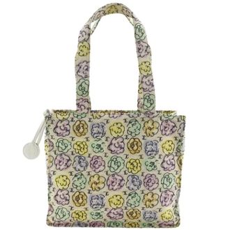 Chanel Pre-owned Tote Bags, female, White, Size: ONE SIZE Pre-owned Camellia Print Nylon Tote Bag