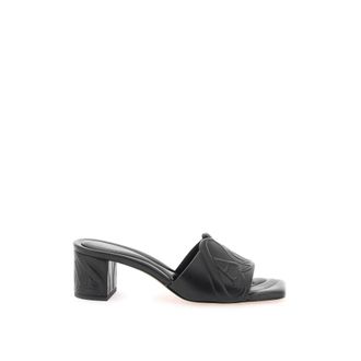 Alexander McQueen Seal Embossed Leren Mules - Dames - Muiltjes - Zwart - 36 EU - Leer - Schoenen