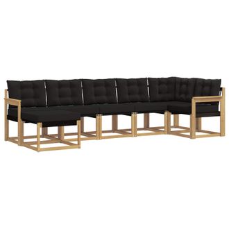 vidaXL Conjunto De Sof&aacute;s De Exterior Con Coj&iacute;n 7 Pcs Blanco Y Negro Vidaxl