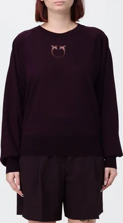 Pinko Maglia girocollo in misto lana con logo Love Birds intarsiato
