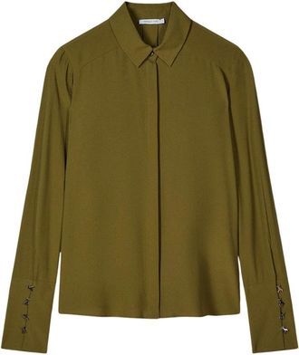 Patrizia Pepe Fluid Crepe Viscose Shirt - Dames - Blouses & Shirts - Groen - Maat: M Viscose