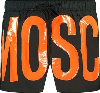 Moschino Heren Logo Zwemshort (Oranje/zwart)