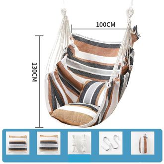 Gabrielle Asientos Colgantes Silla Colgante Hamaca 2 Almohadas Incluidas, Correas Fuertes Y Ganchos Para Colgar F&aacute;cilmente Juego De Silla Colgante De Algod&oacute;n Su