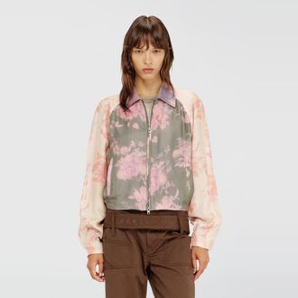 Diesel Floral bomber jacket in crinkled acetate - Jackets - Woman - Multicolor