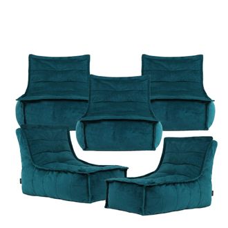 Icon Brand Dolce Large Beanbag Lounger, Velvet (5-Pack) in Teal