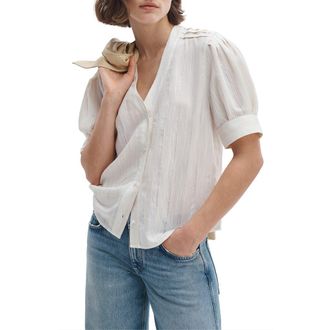 Rag & Bone Taylor Short Sleeve Woven Shirt in Ivory at Nordstrom, Size X-Small
