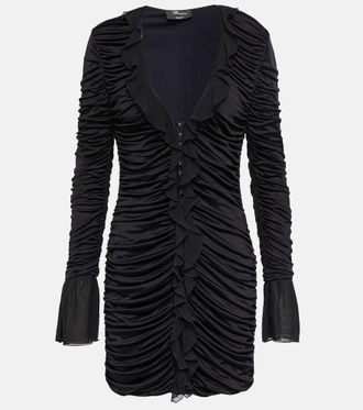 Blumarine Miniabito con riches e scollo a V