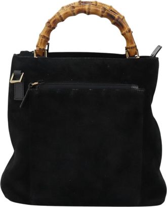 Gucci Bamboo Black Suede Handbag (Pre-Owned)