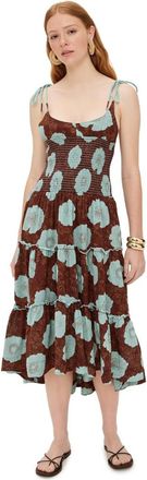 Free People Womens Adriel Sleeveless Midi Dress, Nutmeg Combo
