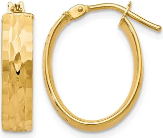 Diamond2Deal 10K Yellow Gold Oval Shape Hinged Hoop Earrings